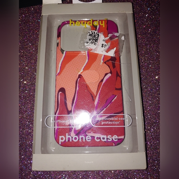 Apple iPhone 13 Pro Case Antimicrobial Heyday Purple Fuscia Floral - Picture 2 of 6